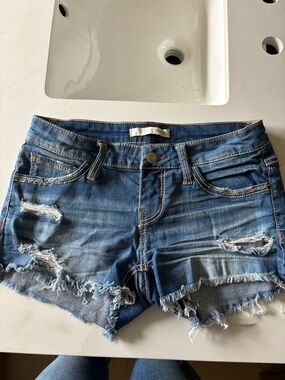 Daytrip Distressed Blue Denim Jean Shorts